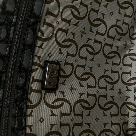 Guess Black Croc-Embossed Faux Leather Tote Bag Handbag With Inner Pockets & Log - Picture 5 of 6